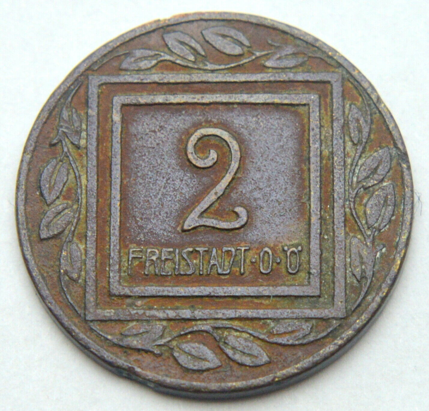 Austria Germany 2 Pfennig Ww1 Freistadt Old Copper Coin