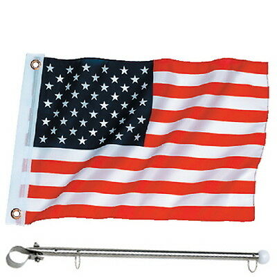 12 X 18 United States / American Rail Mount Flag Kit For Boats - Flag And Pole