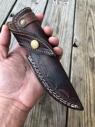 Custom Handmade Genuine Leather Engraved Sheath For Fixed Blade Knife / Holster