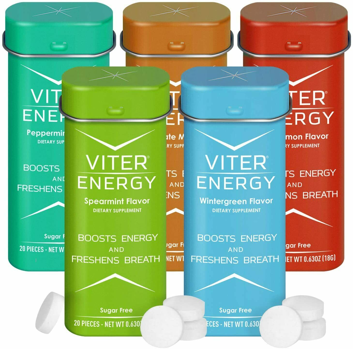 Viter Energy Caffeine Mints 40mg Caffeine & B-vitamin Complex Per Mint