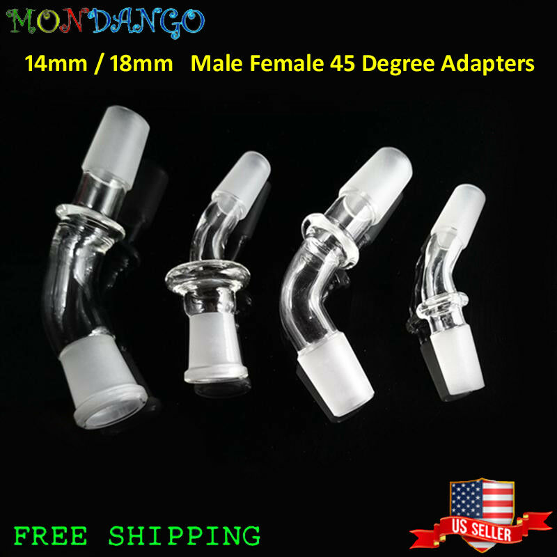 45 Degree 14mm 18mm Male Female Glass Adapter Angle Bowl Extension Bent