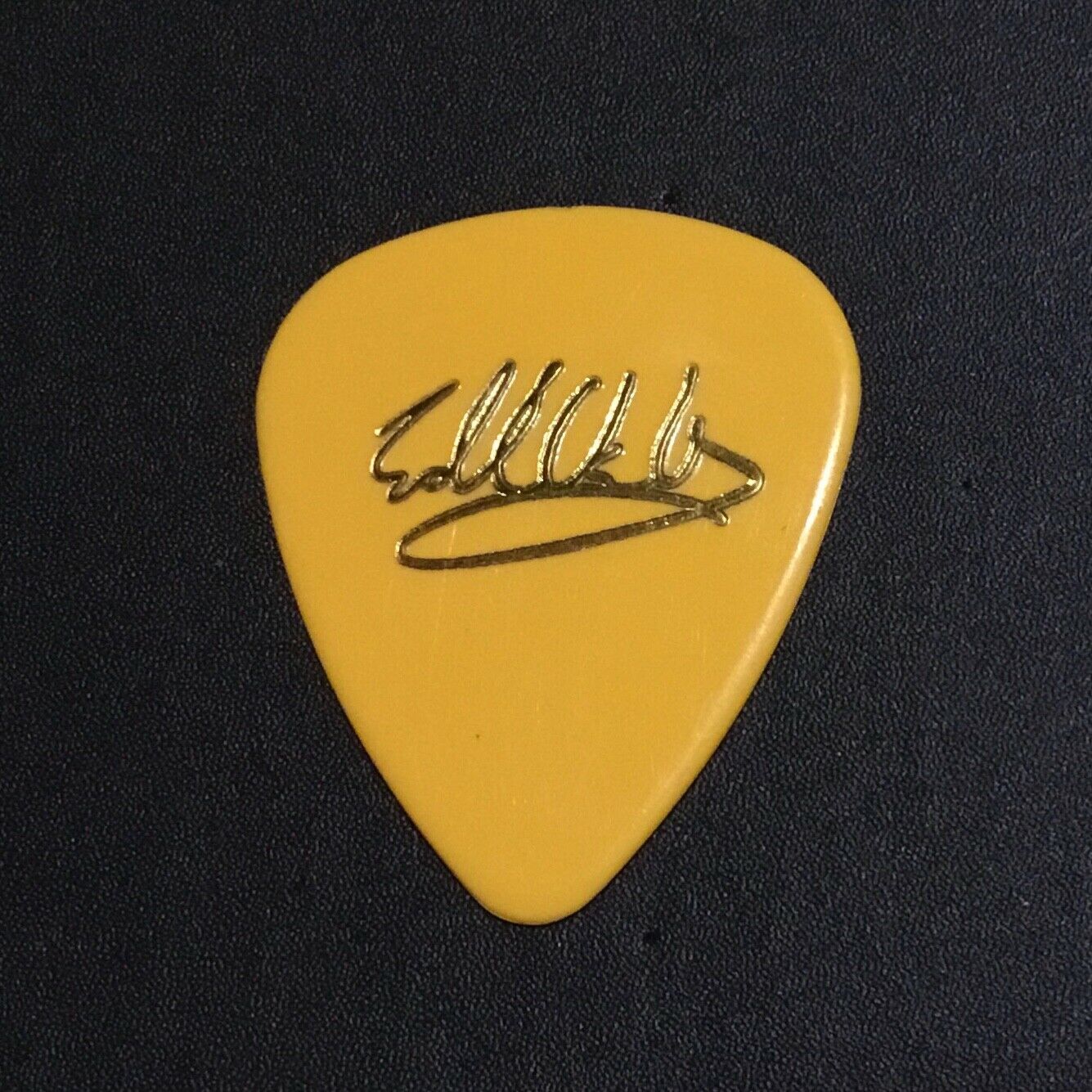 Eddie Van Halen Guitar Pick, Gold Print On Yellow