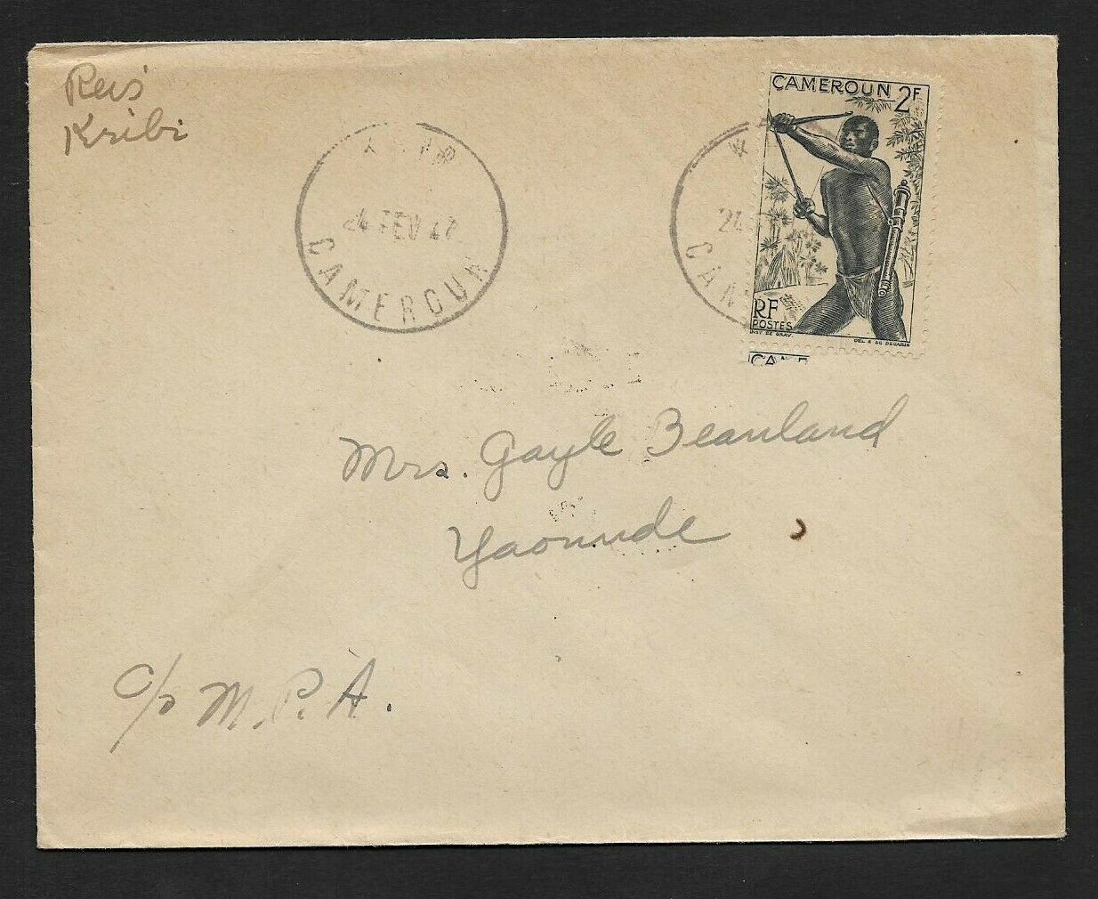 Cameroon 1947 Cover From Kiri To Usa