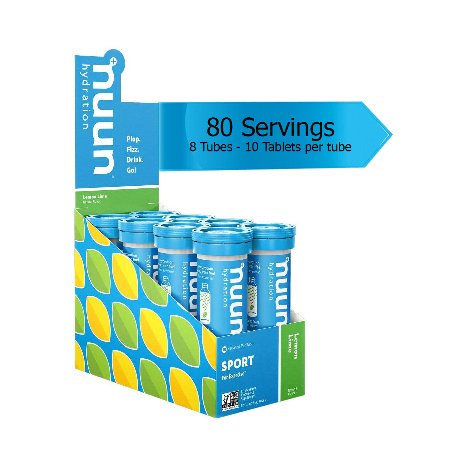 Nuun Sport: Electrolyte Tablets, Lemon Lime, 80 Servings   Exp 10/2021