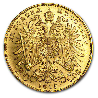 1915 Austria Gold 20 Coronas Au (restrikes) - Sku #12646