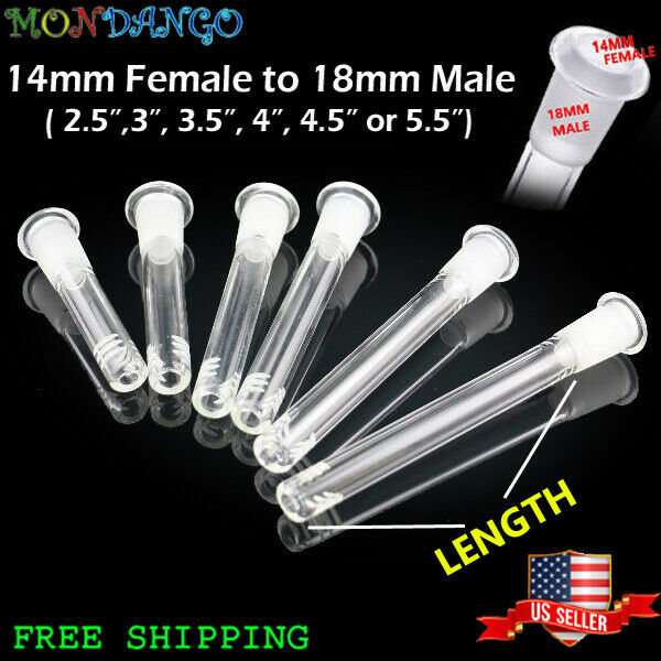 14mm Female To 18mm Male Glass 6 Cuts Scientific Downstem Adapters Low Profile