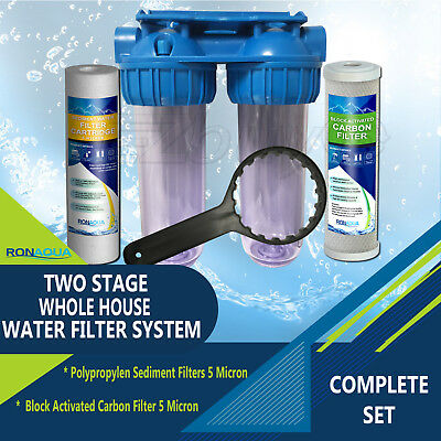 Dual Whole House Water Filter Purifier With Carbon Block And Sediment Filters