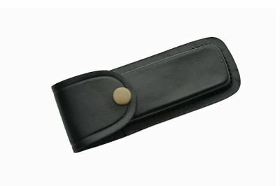 Folding Pocket Knife Sheath | 5" Black Genuine Leather Belt Case