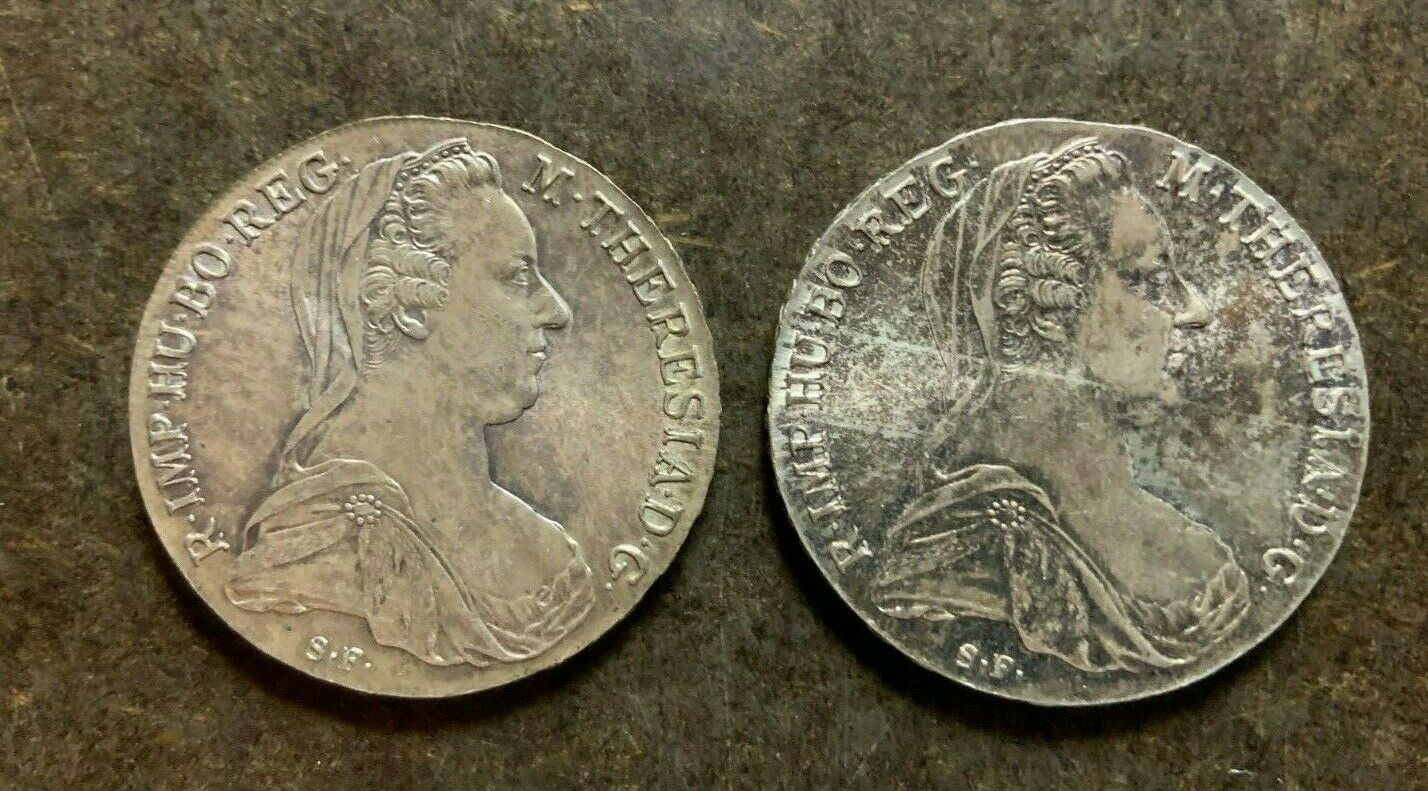 (2) Austria Maria Theresa Thaler 1780 Silver Restrike Bu Coins - No Reserve