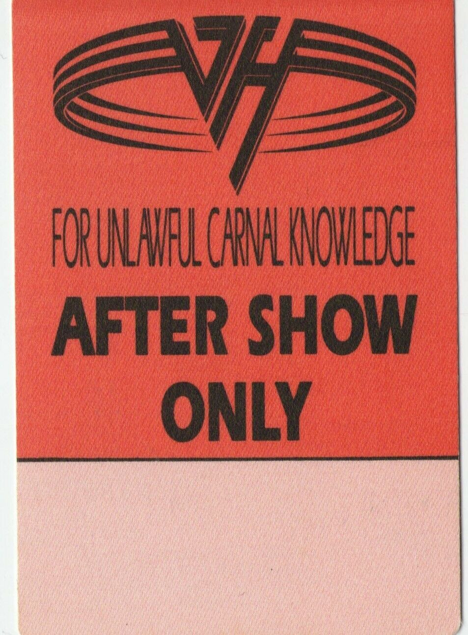Van Halen Backstage Pass Unlawful Carnal Knowledge Tour