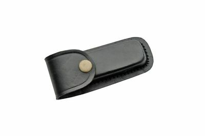 Folding Pocket Knife Sheath | 4" Black Genuine Leather Belt Loop Case