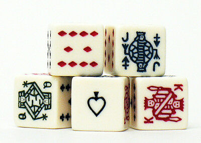 Poker Dice - 5 Count Set Game Five Die Piece Ace,king,queen,jack,ten A K Q J 10