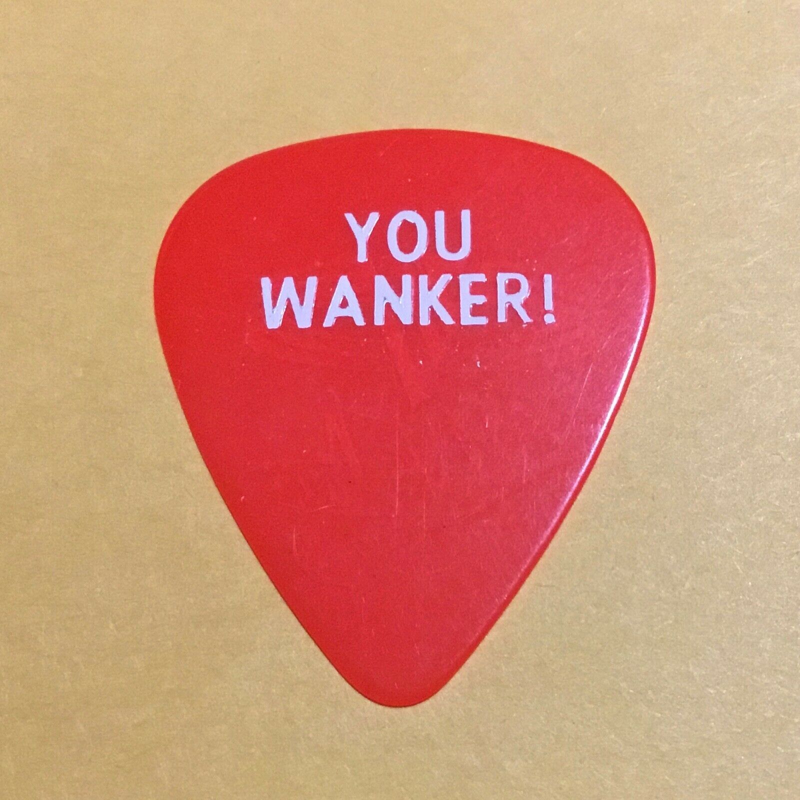 Eddie Van Halen You Wanker! Guitar Pick, White Print On Red